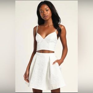 Lulu’s Love You White Jacquard Two-Piece Mini Dress With Pockets